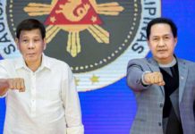 In this undated photo, former president Rodrigo Duterte and friend Pastor Apollo Quiboloy do the so-called “Duterte fist bump”. Quiboloy is currently in hiding. He has a standing a warrant of arrest from the Davao Regional Trial Court for the charge of violating Republic Act 7610 or the Anti-Child Abuse Law, specifically the provision on sexual abuse of minor and maltreatment.
