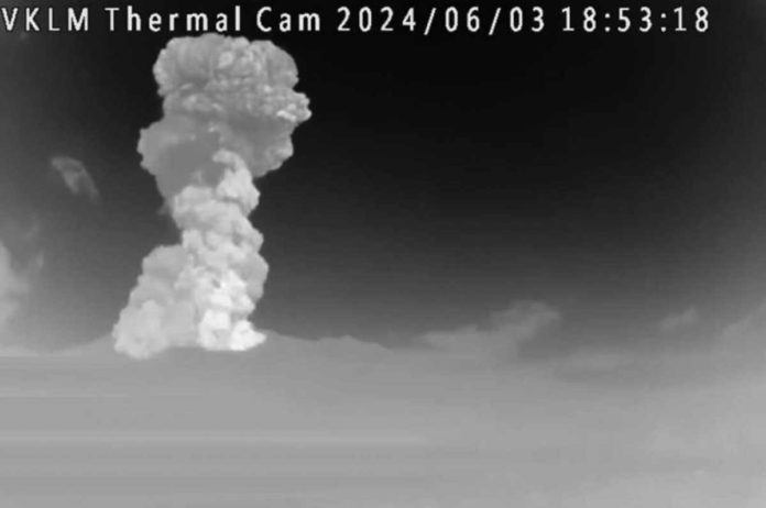 This thermal camera of the Department of Science and Technology – Philippine Institute of Volcanology and Seismology captured the early evening June 3, 2024 eruption of Kanlaon Volcano in Negros Island. The eruption produced a voluminous and incandescent plume that rapidly rose to 5,000 meters above the vent. DOST-PHIVOLCS