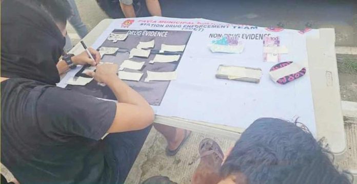 Drug suspect alias “Nonoy” was caught in his possession 10 sachets of suspected shabu valued at around P136,000 in Barangay Cabugao Sur, Pavia, Iloilo. PHOTO COURTESY OF AKSYON RADYO ILOILO