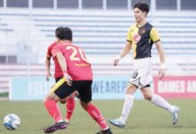 Kaya Futbol Club-Iloilo’s Lee Do-kyung (20) knocked down four goals in their lopsided win over Manila Montet FC. PHOTO COURTESY OF KAYA-ILOILO