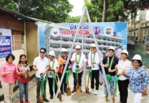 Uswag Ilonggo’s Cong. James “Jojo” Ang (4th from the right) leads the groundbreaking for three P195.25-million new school buildings at Pavia National High School in Pavia, Iloilo together with Iloilo 2nd District’s Cong. Michael Gorriceta (3rd from the right), mayors Liecel Seville of New Lucena, Jofel Soldevilla of Zarraga, Dennis Superficial of Santa Barbara, Luigi Gorriceta of Pavia, Iloilo Schools Division Superintendent Ernesto Servillon Jr., and Pavia Sangguniang Bayan members. AJ PALCULLO/PN
