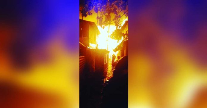 A Tuesday evening fire razed seven houses in barangay West Habog-Habog, Molo, Iloilo City. K5 NEWS FM PHOTO