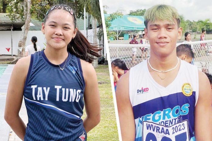 Krisha Aguillon topped the Palarong Pambansa 2024 secondary girls 100-meter event while Mico Villaran ruled the the secondary boys 400-meter hurdles. Villaran previously won the secondary boys 110-meter hurdles gold. FACEBOOK PHOTOS