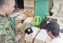 Officers of the 4th Special Operations Unit of the Philippine National Police’s Maritime Group raided a house in Barangay Lopez Jaena Sur, La Paz, Iloilo City where P4.8 million worth of smuggled cigarettes were recovered. They also arrested Chinese national James Chiu Chen. K5 NEWS FM ILOILO/FACEBOOK PHOTO