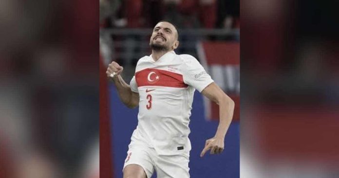 Turkey's Merih Demiral celebrates after scoring against Austria. AP PHOTO
