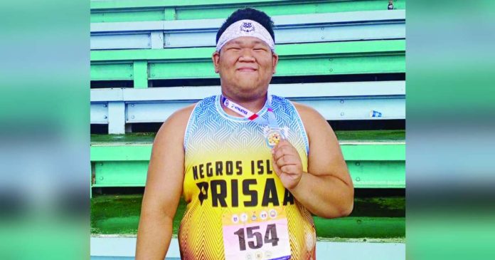 John Kenneth Ferraris finished on top in the tertiary men’s shotput event of the PRISAA National Games 2024 at the Bicol University Track Oval. FACEBOOK PHOTO