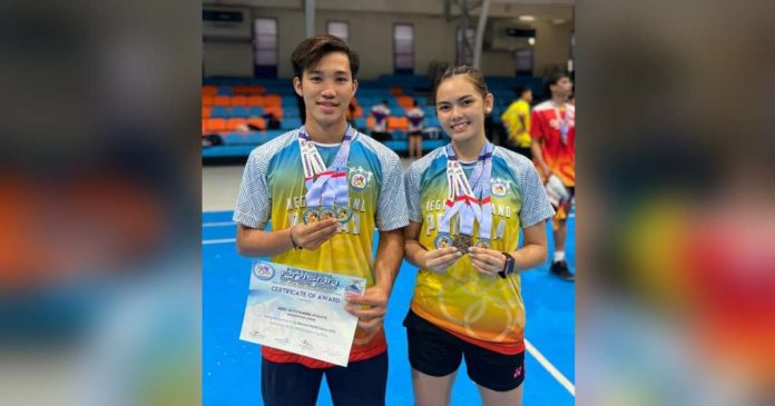 Mickaela Ciocon and Clarence Villaflor shine in the 2024 PRISAA National Games’ tertiary badminton. FACEBOOK PHOTO