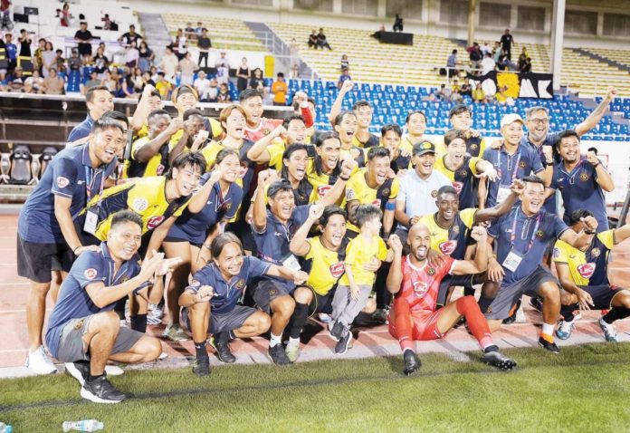 Kaya Futbol Club-Iloilo celebrates their perfect run in the 2024 Philippines Football League. PHOTO COURTESY OF KAYA-ILOILO