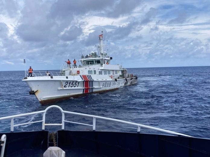 China Coast Guard ship 21551 rammed the BRP Datu Sanday 10 nautical miles from Escoda Shoal in the West Philippine Sea at about 2:11 p.m. PHOTO BY NESTOR CORRALES, PHILIPPINE DAILY INQUIRER