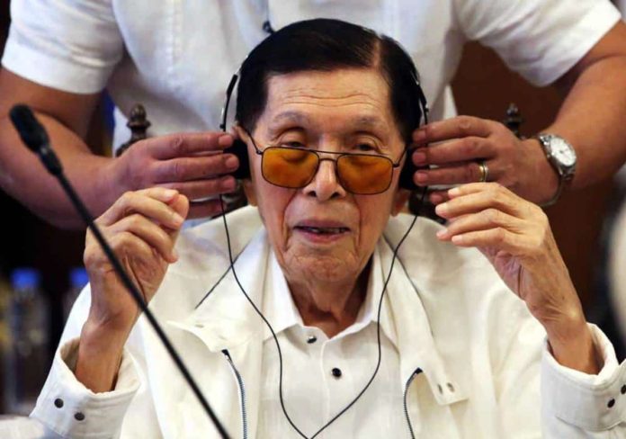 “Let them decide. Until now, they are not deciding. Mahigit sampung taon na ‘yan, walang ebidensya na ipinipresenta sa akin,” says former Senate President Juan Ponce Enrile. INQUIRER/ MARIANNE BERMUDEZ