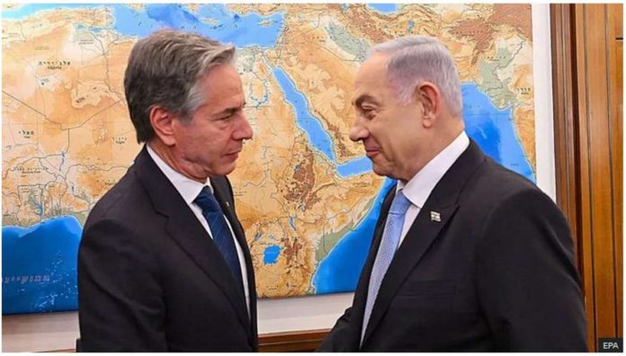 US Secretary of State Anthony Blinken met with Israeli Prime Minister Benjamin Netanyahu in Tel Aviv. EPA