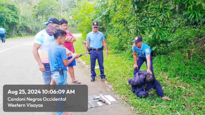 Motorcyclist Marlon Benitez was arrested on August 25 and yielded P20,400 worth of suspected shabu and an illegal firearm after a brief chase with police in Candoni, Negros Occidental. PHOTO COURTESY OF K5 NEWS FM KABANKALAN