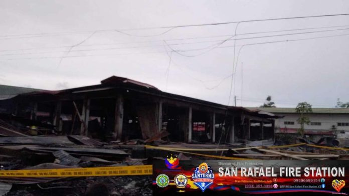 Early morning fire razed the public market of San Rafael, Iloilo on Tuesday, August 6. BFP-SAN RAFAEL PHOTO