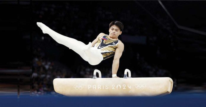 Filipino gymnast Carlos Edriel Yulo in action on the Pommel Horse. REUTERS