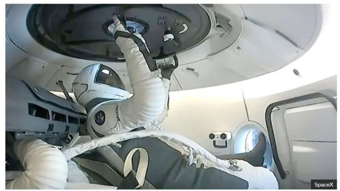 SpaceX crew wore special suits and the entire spacecraft was exposed to the vacuum outside. BBC