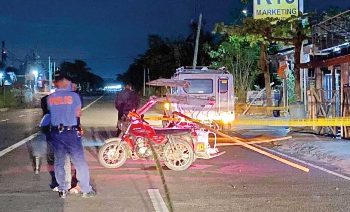 Two of the three persons onboard a tricycle were wounded after they were shot by motorcycle-riding gunmen in Zarraga, Iloilo on Monday night, Sept. 16, 2024. XFM RADYO PATROL ILOILO PHOTO