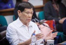 Former President Rodrigo Duterte appears during a Senate hearing on extrajudicial killings and the war on drugs. PHOTO FROM SENATE PRIB