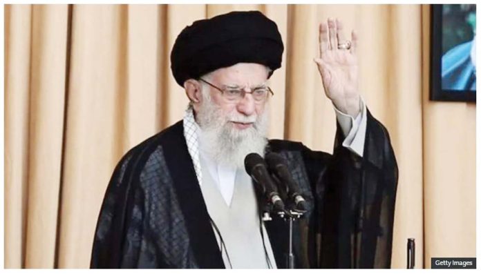 Ayatollah Khamenei gives a rare public speech. GETTY IMAGES