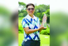 Sarah Ababa displays her championship trophy. PHOTO COURTESY OF ICTSI