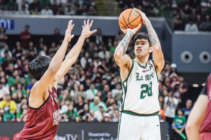 Kevin Quiambao is currently the leader in the men’s basketball MVP race with his 87.571 statistical points. UAAP PHOTO