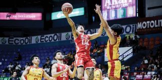 Emilio Aguinaldo College Generals’ King Gurtiza stretches for a layup. PHOTO COURTESY OF NCAA/GMA SPORTS