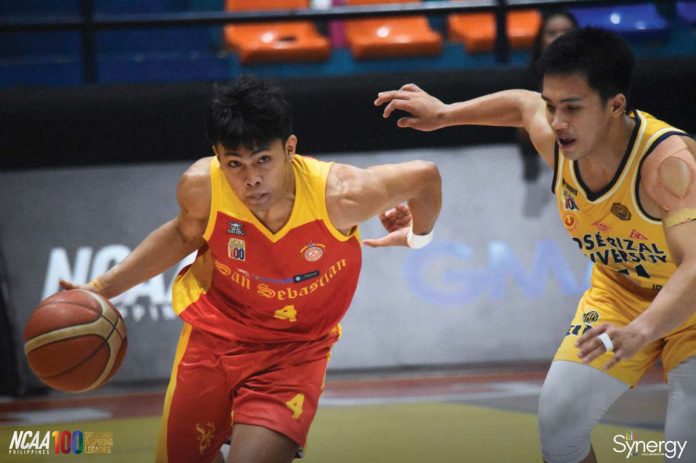 Rafael Are spearheaded the offense of San Sebastian College Golden Stags in their win over the Jose Rizal University Heavy Bombers. PHOTO COURTESY OF NCAA/GMA SPORTS