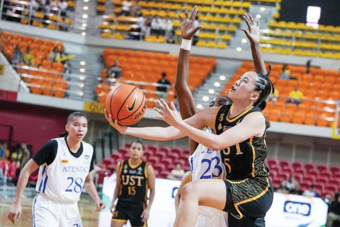 As the Growling Tigresses improved to an 8-1 record, Kent Jane Pastrana led the way with 16 points, with 10 coming in the fourth quarter, to go with eight rebounds and four steals. UAAP PHOTO