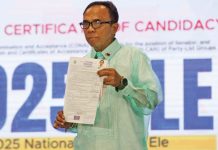 Daniel Magtira flashes his Certificate of Candidacy for a Senate seat after filing it last month. He then said he wanted to marry presidential sister and senator Imee Marcos. PHOTO COURTESY OF JONAS SULIT/ABANTE NEWS ONLINE