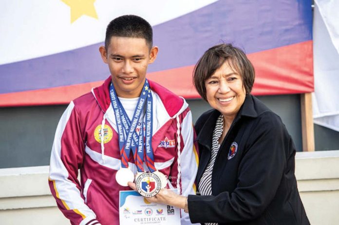 Carl Hilario of Kalibo Integrated Special Education Center in Kalibo, Aklan ruled the men’s 100m butterfly S14 (intellectual impairment), 100 freestyle S14 and 200m freestyle S14 in the Philippine National Para Games 2024. PHILIPPINE SPORTS COMMISSION PHOTO