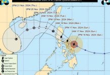 Super Typhoon Pepito is expected to exit the landmass of Luzon Sunday night or early Monday morning, according to the Philippine Atmospheric, Geophysical, and Astronomical Services Administration. PAGASA PHOTO