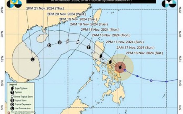 Super Typhoon Pepito is expected to exit the landmass of Luzon Sunday night or early Monday morning, according to the Philippine Atmospheric, Geophysical, and Astronomical Services Administration. PAGASA PHOTO