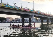 A team of dragon boat paddlers practice at the Iloilo River ahead of today’s official opening of the Iloilo River Dragon Boat Festival 2024.