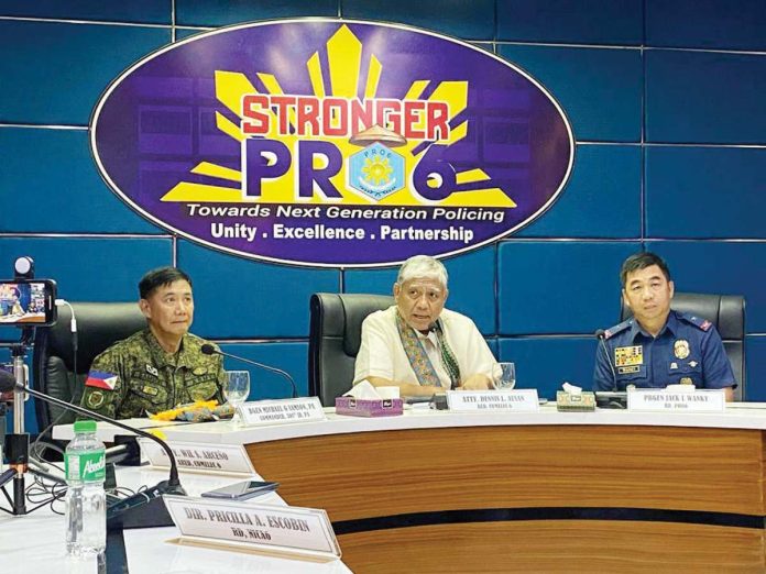 From left: The Philippine Army’s 301st Brigade commander Brigadier General Michael Samson, Commission on Elections - Region 6 director Atty. Dennis Ausan, and Police Regional Office 6 director Brigadier General Jack Wanky lead the launch of a coordinated security effort aimed at ensuring a peaceful May 2025 electoral process in Western Visayas.