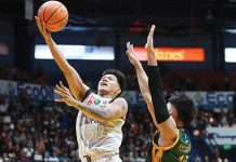 Ilonggo Gerry Abadiano of University of the Philippines Fighting Maroons stretches for a layup. UAAP PHOTO