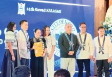 BEYOND COMPLIANT. Iloilo City Disaster Risk Reduction and Management Office head Donna Magno personally received the Gawad KASALAG Seal of Excellence during the 24th KALASAG National and Regional Awarding Ceremonies held at Diversion 21 Hotel, Iloilo City yesterday. The award was handed over by Office of Civil Defense regional director Raul E Fernandez, who was joined by NEDA-6 Regional Director Arecio A. Casing; DILG-6 Assistant Division Chief Medel Espinosa; and DOST-6 DRRMO head Engineer Christian James Jandayran.