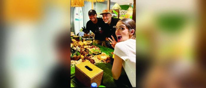 Chef JP Anglo prepared a variety of Filipino dishes on banana leaves for a boodle fight for Filipino-American singer Olivia Rodrigo. JP ANGLO/INSTAGRAM PHOTO