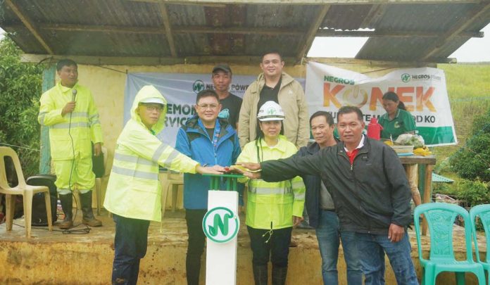 Negros Power brings light and hope to 47 households in Purok Citrus, Barangay Bunga, Don Salvador Benedicto, Negros Occidental. Photo shows the ceremonial switch-on of Negros Power’s Sitio Electrification Project in Purok Citrus on Dec. 21, 2024.