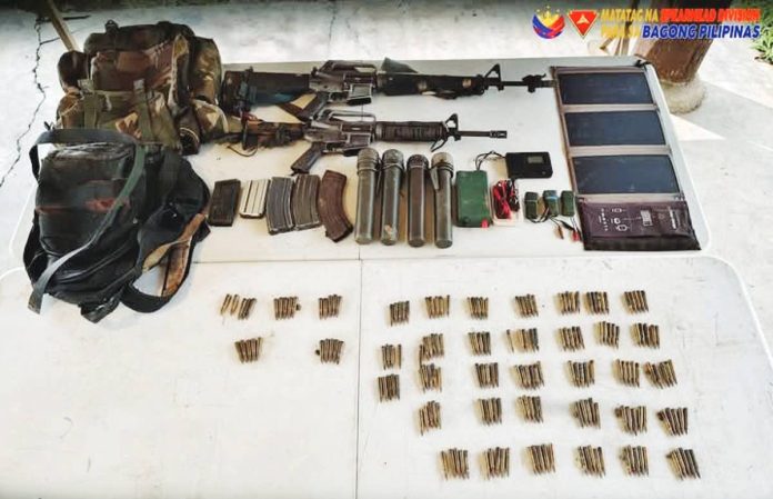 Two high-powered firearms, four rifle grenades and other war materials were seized by troops of the Philippine Army's 12th Infantry Battalion following an encounter with remnants of the communist terrorist group on Dec. 9, 2024 in Barangay Tacayan, Tapaz, Capiz. PHILIPPINE ARMY’S 3ID PHOTO