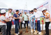 Uswag Ilonggo Partylist’s Cong. Jojo Ang, Gov. Arthur Defensor Jr. and Cong. Michael Gorriceta lead the groundbreaking and capsule-laying ceremony for the P85-million sports complex and school building in Sta. Barbara, Iloilo.