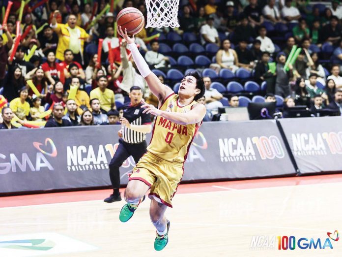 Mapua University Cardinals’ Clint Escamis soars for a layup. PHOTO COURTESY OF NCAA/GMA SPORTS