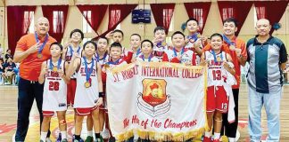 Members of St. Robert’s International Academy Panda Rockets elementary boys basketball team. PHOTO COURTESY OF EUGENE CHUA