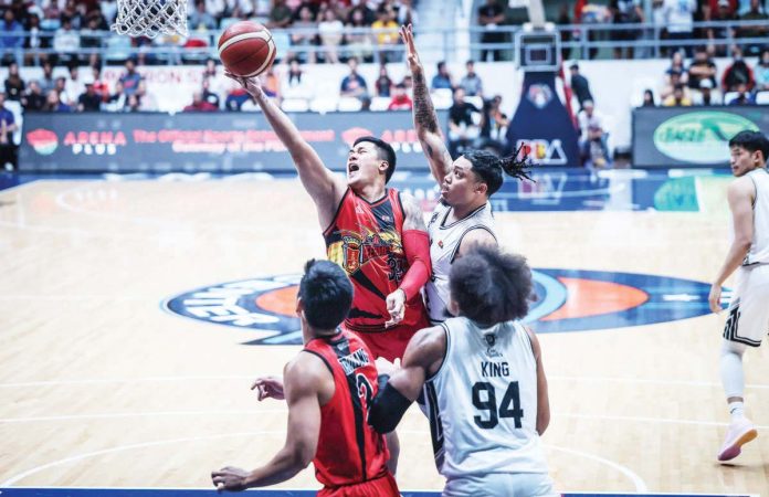 Ilonggo Jericho Cruz of San Miguel Beermen attacks the basket for a layup. PBA PHOTO