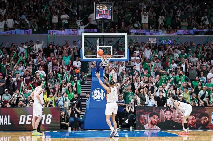 University of the Philippines Fighting Maroons forward Francis Lopez missed a free throw with 25 seconds remaining in their 76-75 Game 2 defeat to De La Salle University Green Archers. UAAP PHOTO