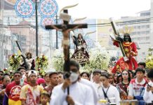 Replicas of the Black Nazarene parade along Quezon Boulevard in Quiapo, Manila on Jan. 2, 2025. They were later blessed as part of the upcoming Feast of the Black Nazarene on Jan. 9. PNA