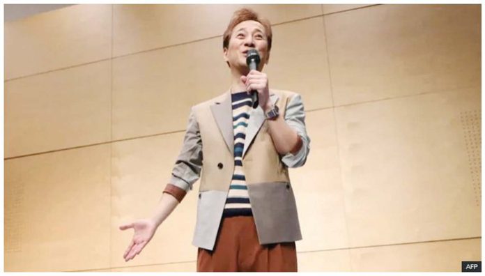 This photo taken on February 2020 shows Masahiro Nakai, a former member of the J-Pop boy band sensation SMAP and a celebrity television host, speaking in Tokyo. AFP