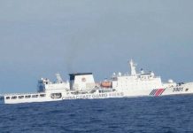 The Philippine Coast Guard’s BRP Cabra continues to monitor the movements of China Coast Guard vessel 5901, also called “The Monster,” in the country’s exclusive economic zone off the coast of Zambales. PHOTO FROMCOMMODORE JAY TARRIELA X ACCOUNT