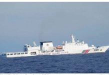 The Philippine Coast Guard’s BRP Cabra continues to monitor the movements of China Coast Guard vessel 5901, also called “The Monster,” in the country’s exclusive economic zone off the coast of Zambales. Photo from the X account of Commodore Jay Tarriela