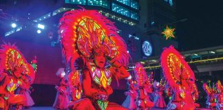 Thousands of tourists trooped to Iloilo City to witness the world-class Dinagyang Festival 2025 with the Ati tribes competition as its grand finale on Sunday, January 26, 2025. Other festival highlights were ILOmination Philippine Light Festival on Jan. 24 and Kasadyahan sa Kabanwahanan competition on Jan. 25. Photo shows a contingent performing at SM City Iloilo, the premier venue and main judging area for ILOmination.