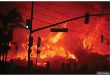 In Los Angeles, California, A windstorm whipped a seemingly typical brush fire into a raging inferno within a matter of hours on Tuesday, sending the blaze racing towards the Pacific Palisades area. GETTY IMAGES