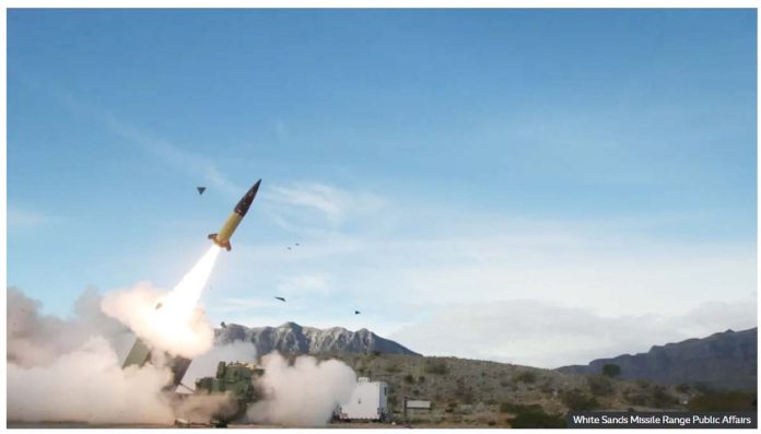 An early version of the Army Tactical Missile System (Atacms) is launched. Ukraine claims the attack was its "most massive" of the war so far. White Sands Missile Range Public Affairs